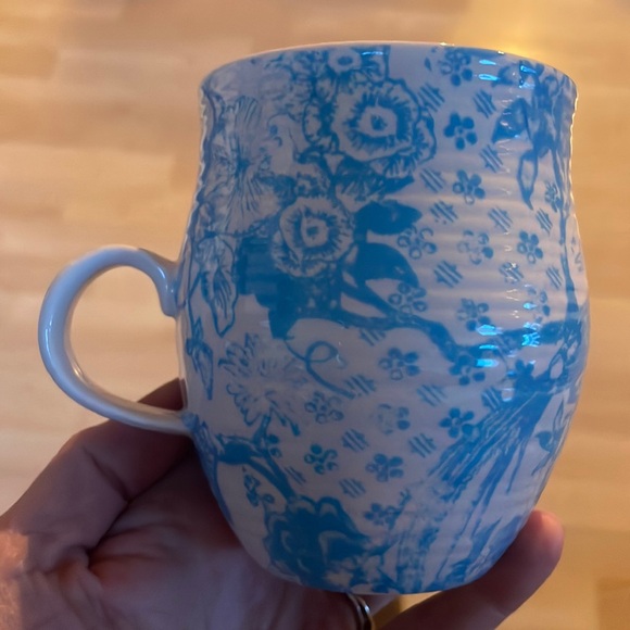 Anthropologie homegrown 12oz monogram floral and birds mug 💙 e is for ev… - Picture 2 of 4